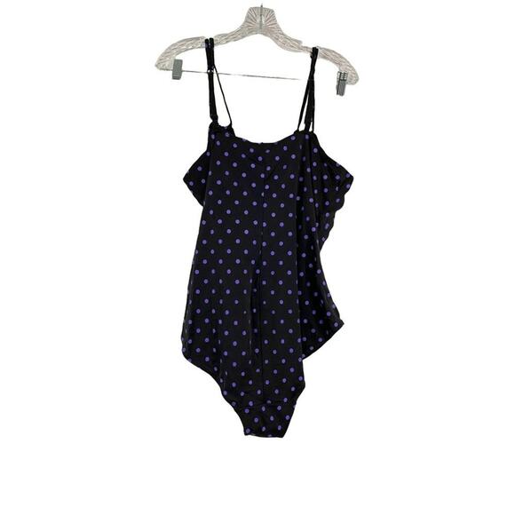 TAILLISSIME Womens Grey Purple Polka Dot V Neck One Piece Swimsuit 22W - Picture 5 of 8